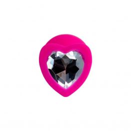 Анальная втулка ToDo by Toyfa Diamond Heart, силикон, розовая, 8 см, Ø 3 см